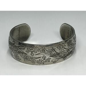 Vintage Kirk Pewter Narcissus Flower of the Month Cuff Bracelet 900-12